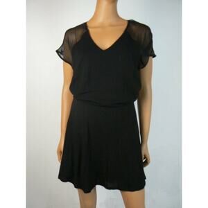 $119 Red Haute Black Soft Jersey Blouson Illusion Back Dress Small NEW